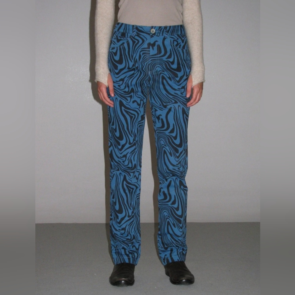 Paloma Wool Kelly Pants Swirls Black and Blue 36/4 - Picture 13 of 13